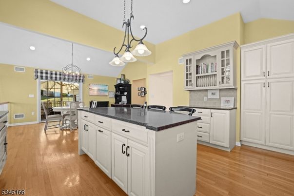 Chandelier, Dining room, Interior, Kitchen, Pendant Lights, Recessed Lighting, Wood Texture Flooring