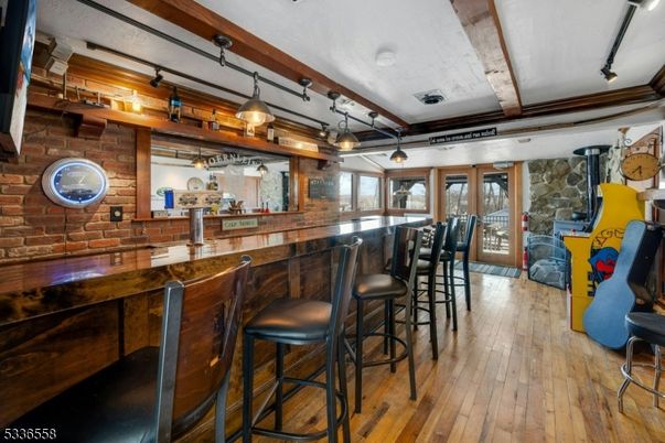 Interior, Stone Walls, Wood Texture Flooring