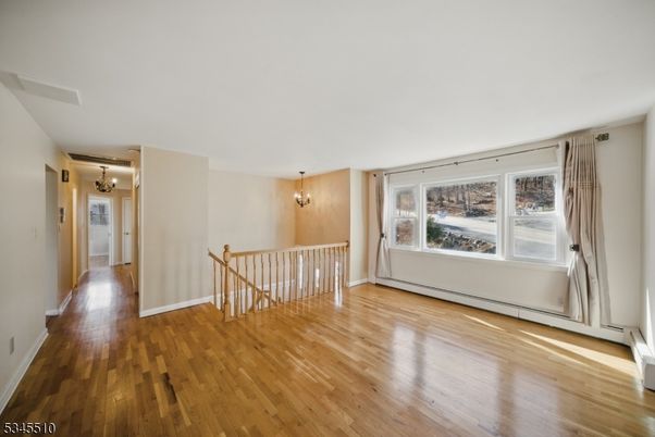 Chandelier, Empty room, Interior, Wood Texture Flooring