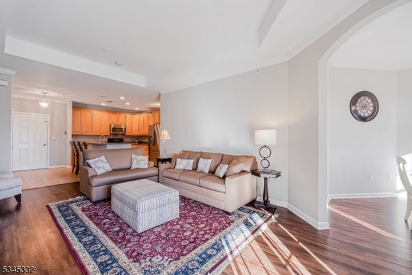 Interior, Kitchen, Living room, Recessed Lighting, Stainless Steel Appliances, Wood Texture Flooring