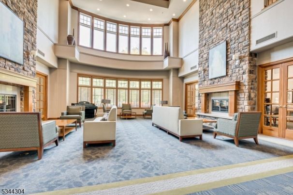Fireplace, Interior, Living room, Piano, Recessed Lighting, Stone Walls