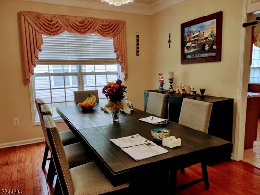 Chandelier, Dining room, Interior, Wood Texture Flooring