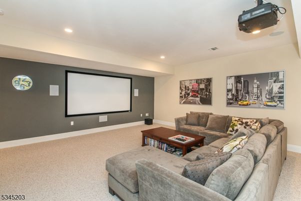 Interior, Living room, Projection Screen, Recessed Lighting, Theatre Room