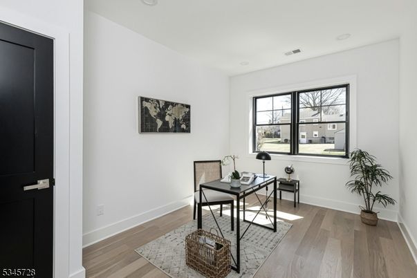 Home Office, Interior, Recessed Lighting, Wood Texture Flooring