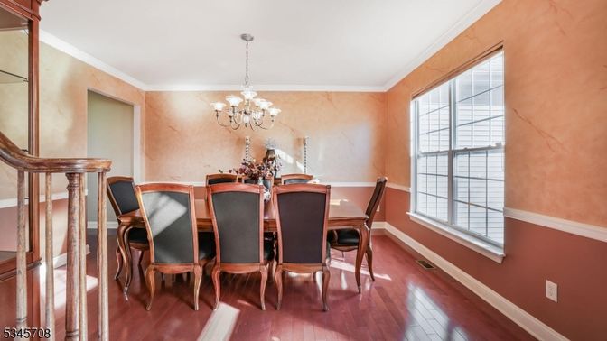 Chandelier, Dining room, Interior, Wood Texture Flooring