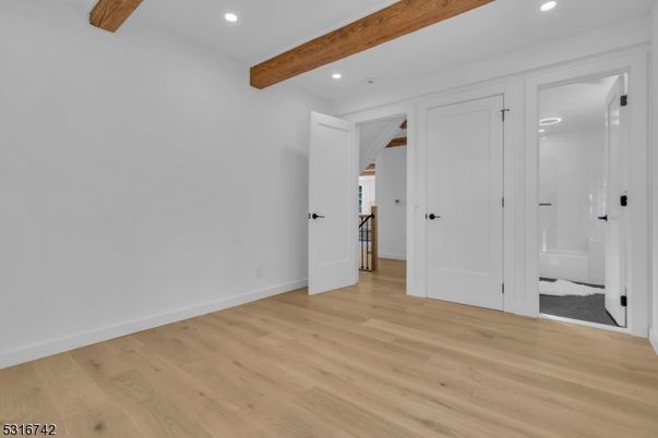 Bathroom, Empty room, Interior, Recessed Lighting, Wooden Beams, Wood Texture Flooring
