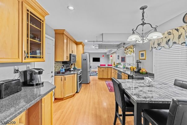 Interior, Kitchen, Pendant Lights, Recessed Lighting, Wood Texture Flooring