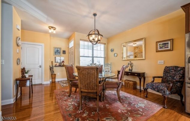 Chandelier, Dining room, Interior, Wood Texture Flooring