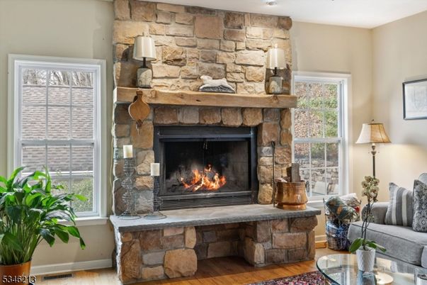 Fireplace, Interior, Stone Walls, Wood Texture Flooring