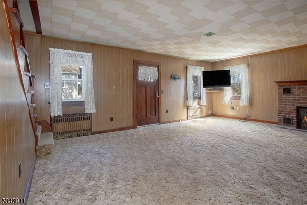 Empty room, Fireplace, Interior, Wooden Walls