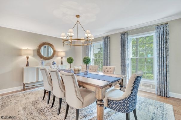 Chandelier, Dining room, Interior, Wood Texture Flooring