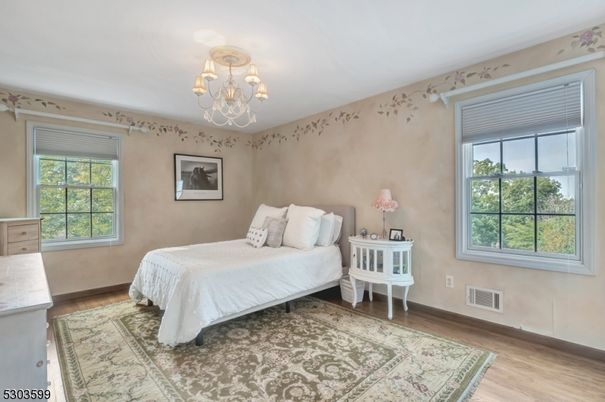 Bedroom, Chandelier, Interior, Wood Texture Flooring