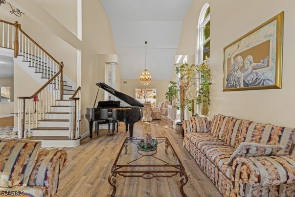 Chandelier, Interior, Living room, Piano, Wood Texture Flooring