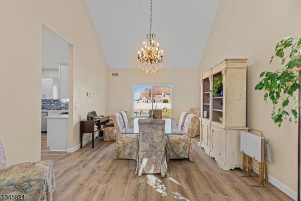Chandelier, Dining room, Interior, Kitchen, Wood Texture Flooring