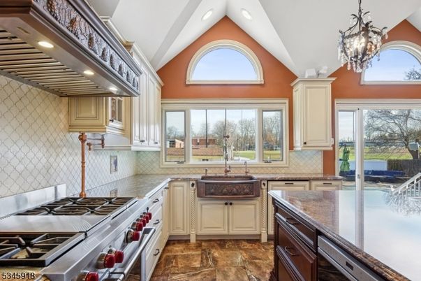 Chandelier, Interior, Kitchen, Pendant Lights, Recessed Lighting, Stainless Steel Appliances