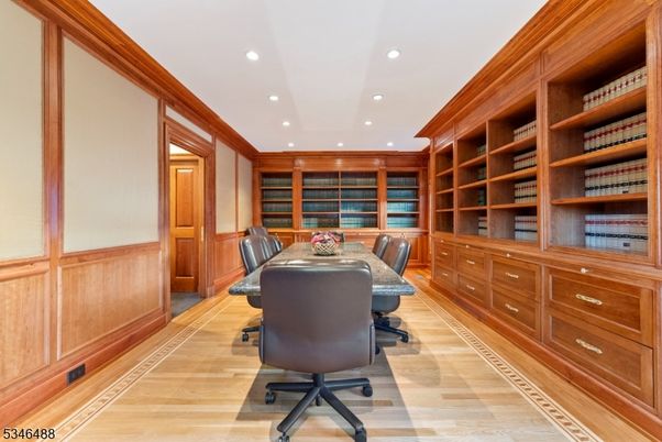 Home Office, Interior, Recessed Lighting, Wood Texture Flooring