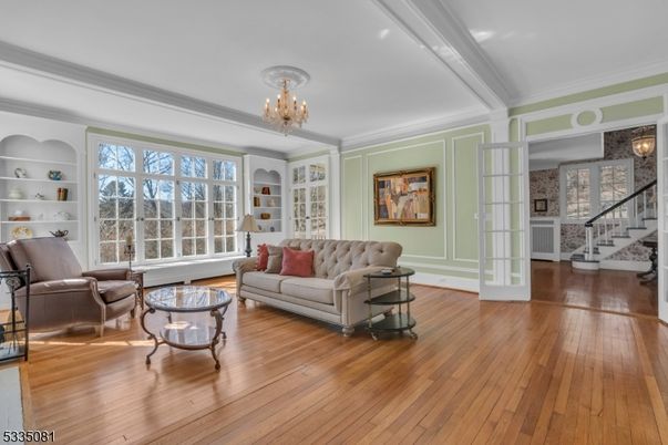 Chandelier, Interior, Living room, Wood Texture Flooring