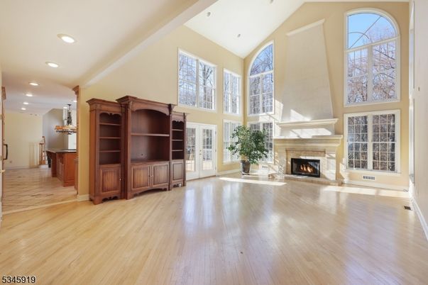 Fireplace, Interior, Recessed Lighting, Wood Texture Flooring