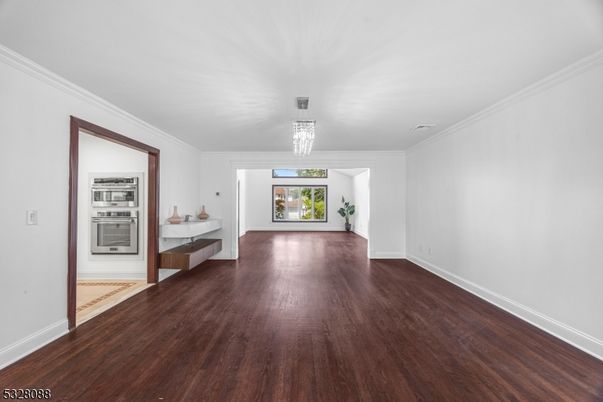 Chandelier, Empty room, Interior, Wood Texture Flooring