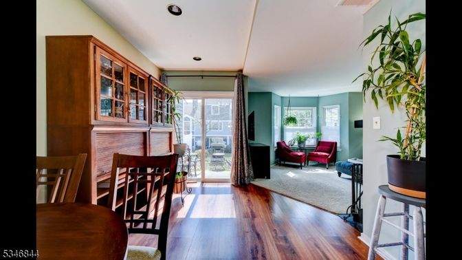 Dining room, Interior, Living room, Recessed Lighting, Wood Texture Flooring