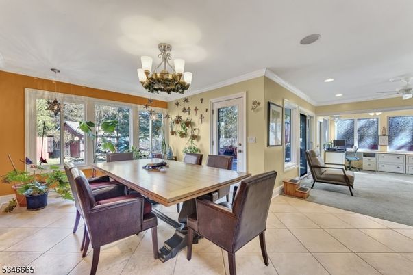 Chandelier, Dining room, Interior, Recessed Lighting