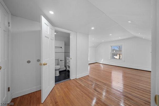 Bathroom, Empty room, Interior, Recessed Lighting, Wood Texture Flooring