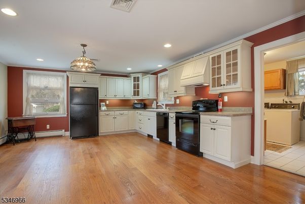Interior, Kitchen, Pendant Lights, Recessed Lighting, Wood Texture Flooring