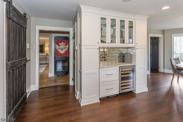 Fireplace, Interior, Recessed Lighting, Wood Texture Flooring