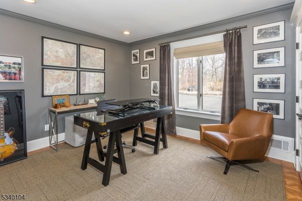 Home Office, Interior, Recessed Lighting, Wood Texture Flooring