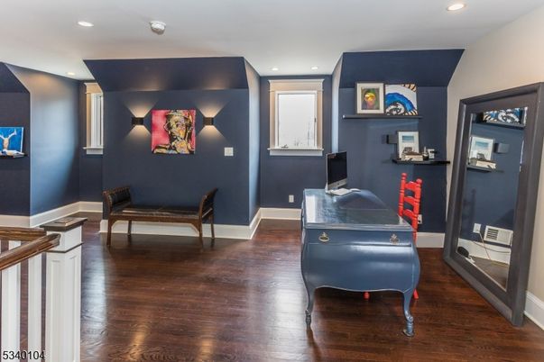 Home Office, Interior, Recessed Lighting, Wood Texture Flooring