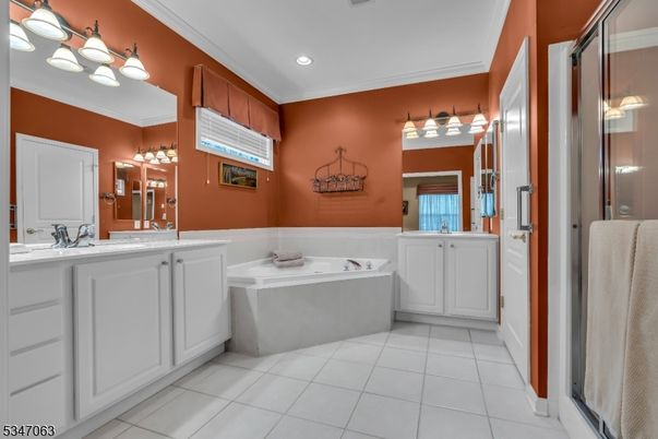Bathroom, Dual Sink Vanities, Glass Shower, Interior, Recessed Lighting