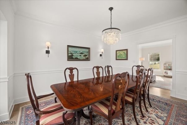 Chandelier, Dining room, Interior, Wood Texture Flooring