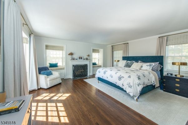 Bedroom, Fireplace, Interior, Wood Texture Flooring