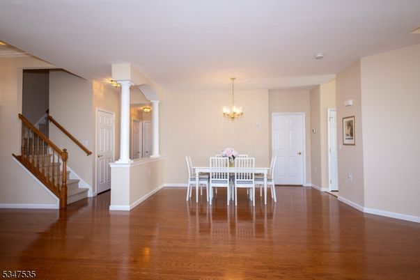 Chandelier, Dining room, Interior, Wood Texture Flooring