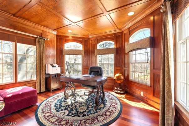 Home Office, Interior, Recessed Lighting, Wooden Beams, Wooden Ceilings, Wood Texture Flooring, Wooden Walls