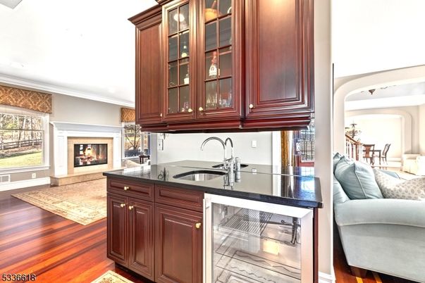Dining room, Fireplace, Interior, Kitchen, Wood Texture Flooring