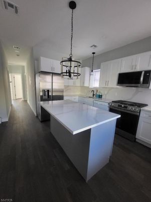 Interior, Kitchen, Pendant Lights, Stainless Steel Appliances, Wood Texture Flooring