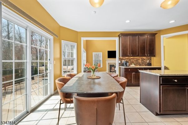 Dining room, Fireplace, Interior, Kitchen, Recessed Lighting