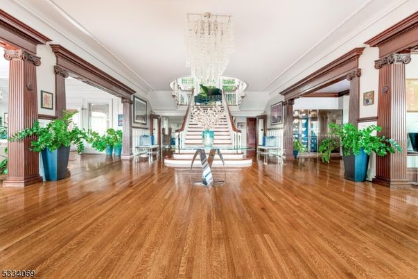 Chandelier, Interior, Wood Texture Flooring