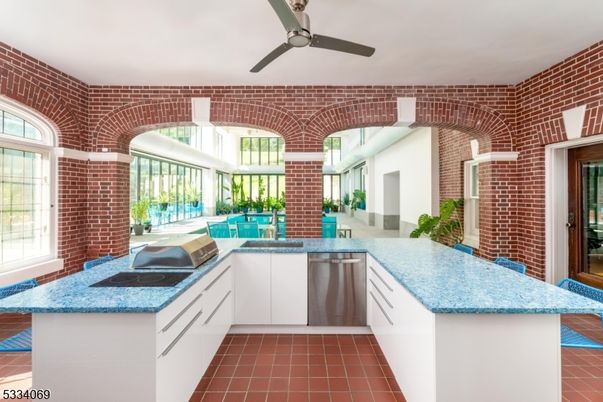 Interior, Kitchen, Stainless Steel Appliances, Stone Walls