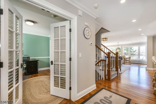 Chandelier, Dining room, Interior, Recessed Lighting, Wood Texture Flooring