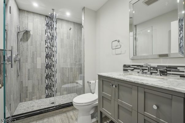 Bathroom, Glass Shower, Interior, Recessed Lighting