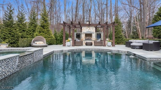 Exterior, Fireplace, Pool