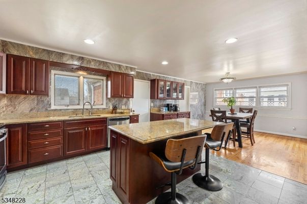 Dining room, Interior, Kitchen, Recessed Lighting, Wood Texture Flooring