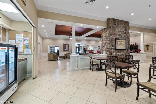 Dining room, Interior, Living room, Recessed Lighting, Stone Walls