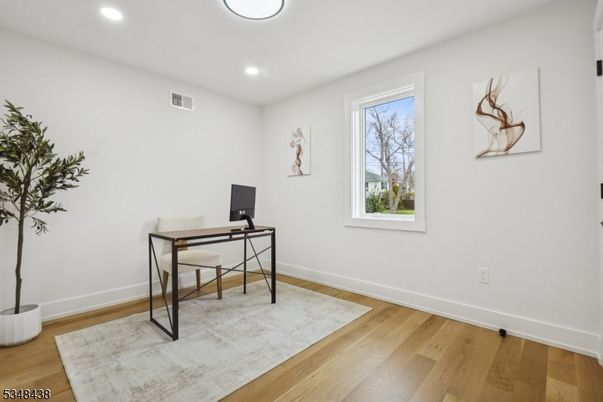 Home Office, Interior, Recessed Lighting, Wood Texture Flooring