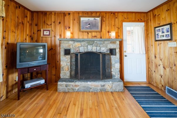 Fireplace, Interior, Wood Texture Flooring, Wooden Walls