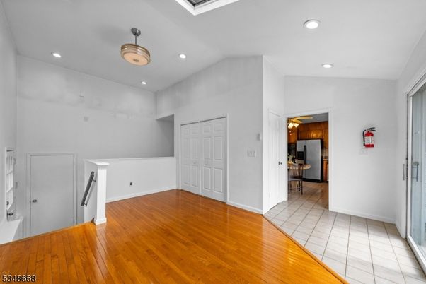 Empty room, Interior, Kitchen, Recessed Lighting, Wood Texture Flooring