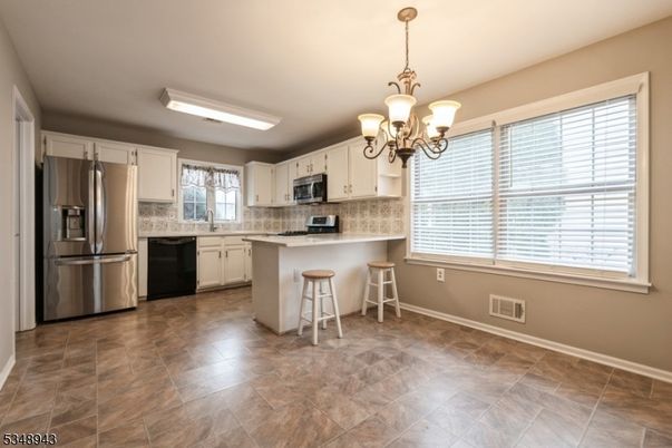 Chandelier, Interior, Kitchen, Stainless Steel Appliances