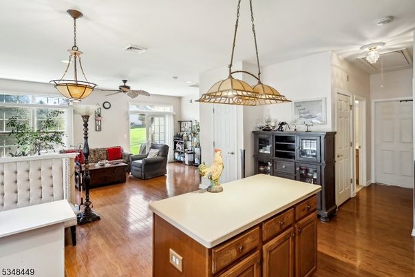 Interior, Kitchen, Living room, Pendant Lights, Recessed Lighting, Wood Texture Flooring